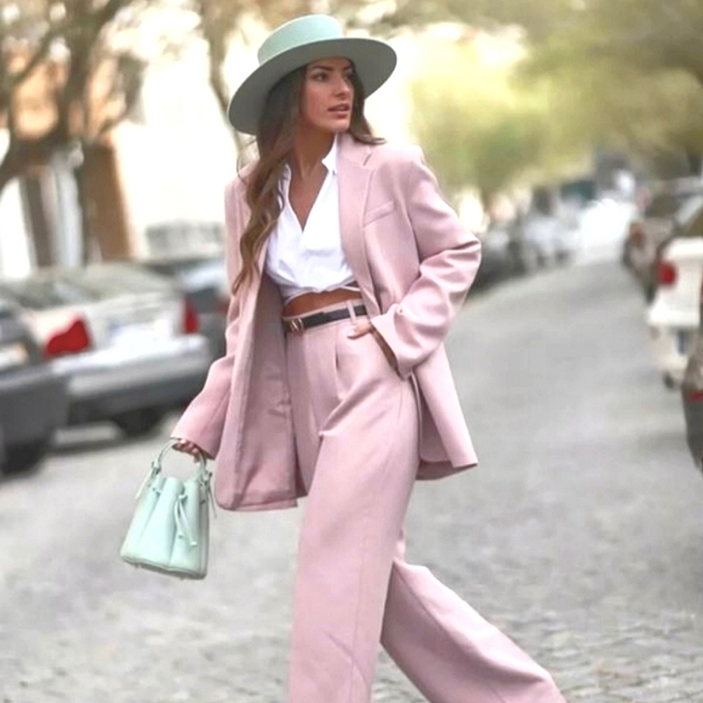 Zara straight cut oversized blazer pink
